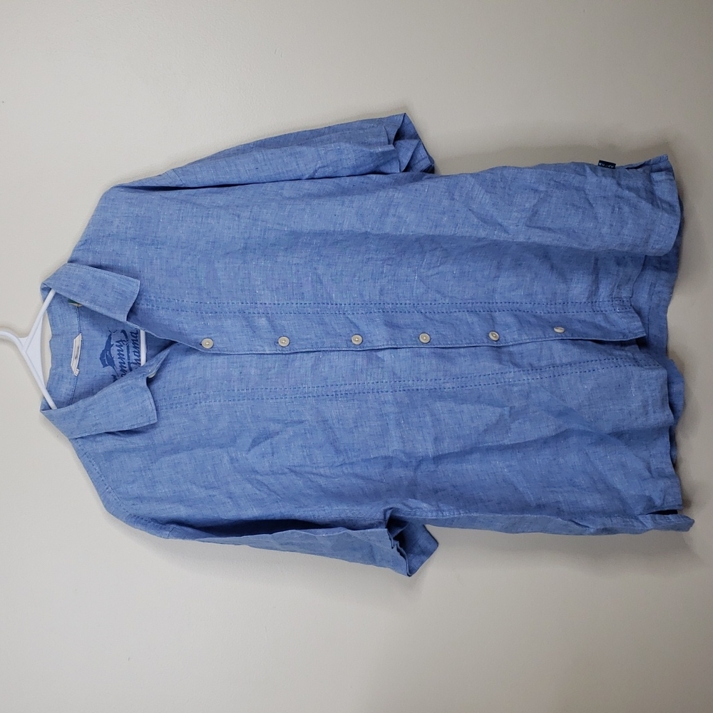 Tommy Bahama Linen Blue Relaxed Fit Button Front Shirt